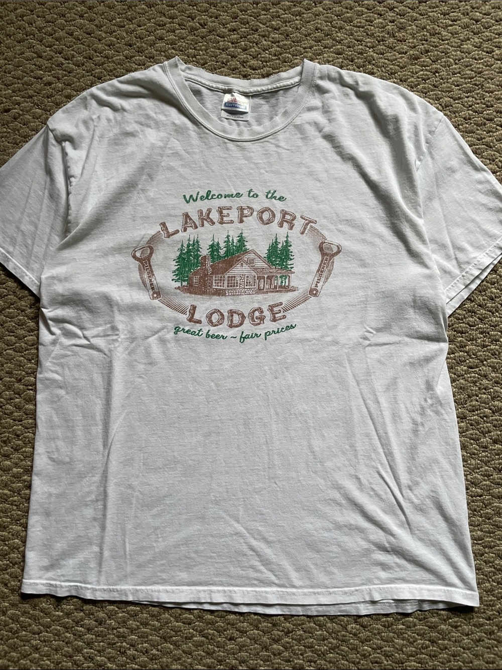 Vintage lake port beer distressed t shirt